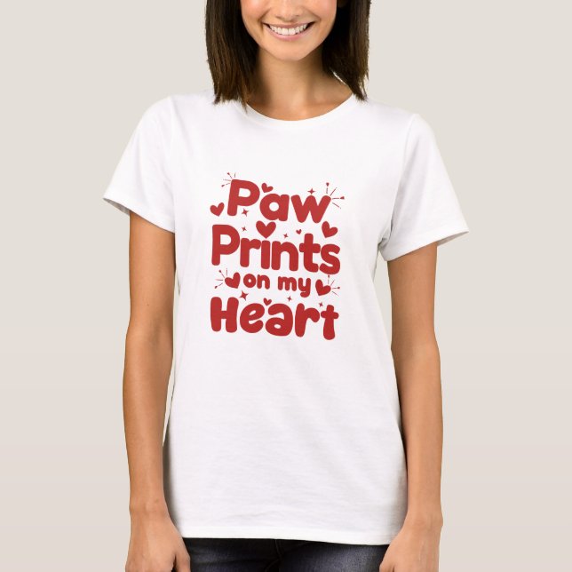 Paw Prints on My Heart Cute Dog Lover Design T-Shirt (Vorderseite)