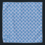 Paw Prints Personalisiert Dog Blue Bandana Halstuch<br><div class="desc">Ein niedlicher blauer Hundeverband mit einem Pfotenmuster . Personalisieren Sie es mit dem Namen Ihres Hundes . © ArianeC Illustrations-Alle Rechte vorbehalten</div>