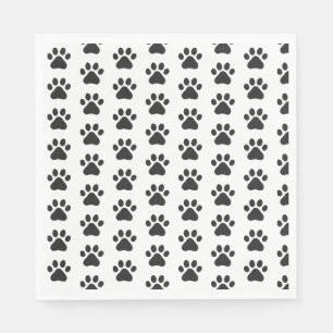 Paw Prints Pet Cat Hund Schwarz-weißes Party Serviette