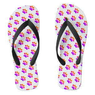 Paw Prints Pink Lila Tiermuster Niedlich Cool Flip Flops