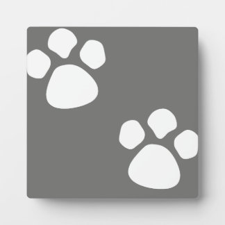 Paw Prints Plaque - Grau Fotoplatte