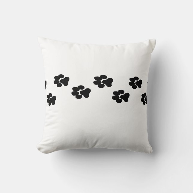 Paw Prints rosa Kissen (Vorderseite)