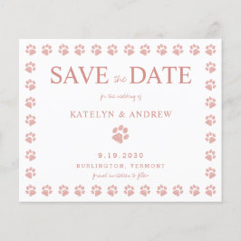 Paw Prints Rose Gold Save the Date Einladung