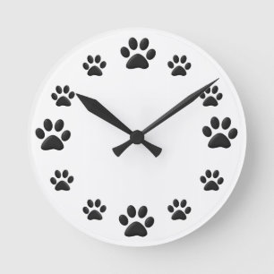 Paw Prints Runde Wanduhr