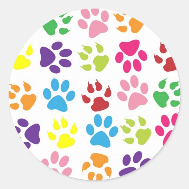 Paw Prints Runder Aufkleber (Vorderseite)