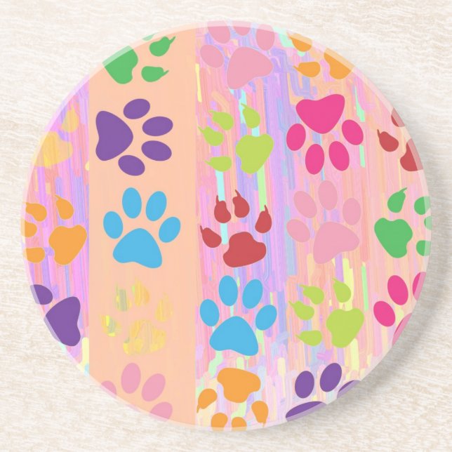 Paw Prints Sandstone Untersetzer (Vorne)