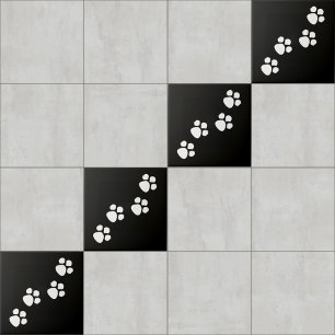 Paw Prints Schwarz-weiß Fliese