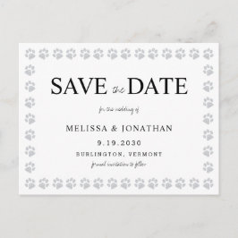Paw Prints Silver Glitzer Save the Date kein Foto Postkarte