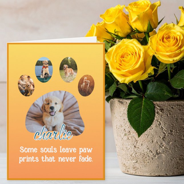 Paw Prints That Never Fade Photo Collage Sympathy Karte (Von Creator hochgeladen)