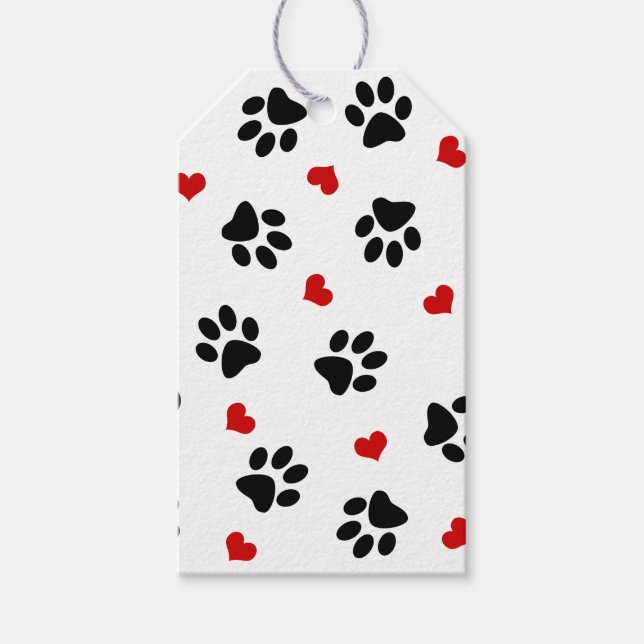 Paw Prints und Herz Geschenkanhänger (Vorderseite)