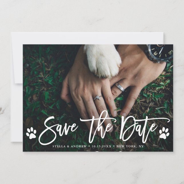 Paw Prints Wedding Save the Date Foto Card (Vorderseite)
