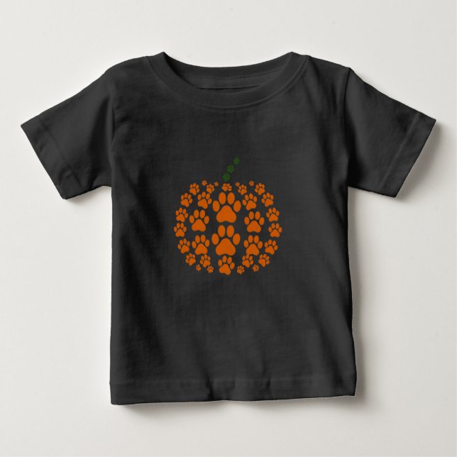 Paw Pumpkin Paw Print Dog Erntedank Baby T-shirt (Vorderseite)