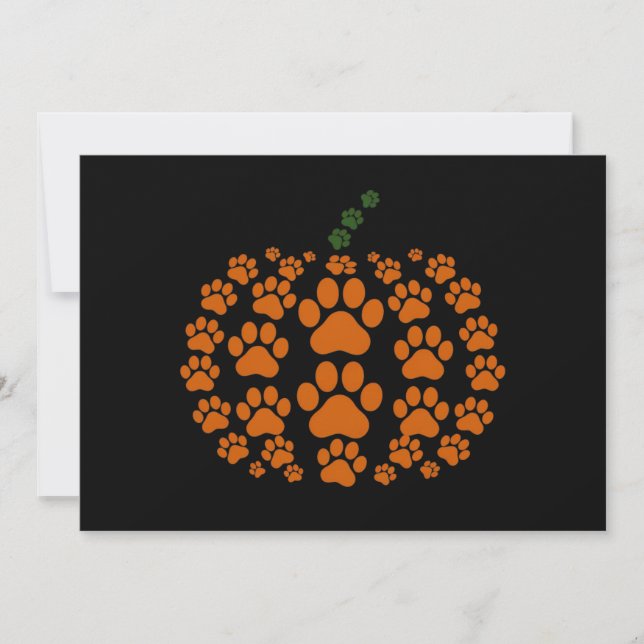 Paw Pumpkin Paw Print Dog Erntedank Einladung (Vorderseite)