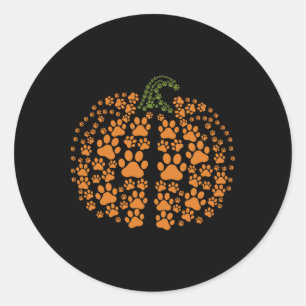 Paw Pumpkin Print Pumpkin Dog Frauen Halloween als Runder Aufkleber