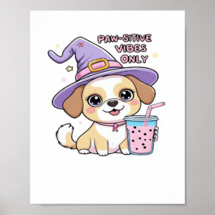 Paw-Schwänze, nur Niedlicher Hund mit Bubble Tea H Poster