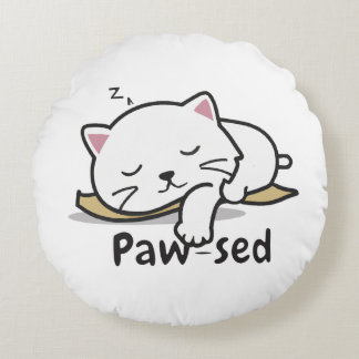 Paw-sed Cat Throw Pillow – Soft & Snuggly Nap Deco Rundes Kissen