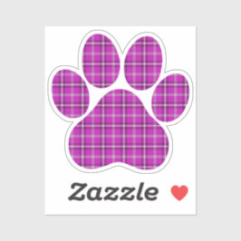 Paw Shape Plaid Pink Purple Cat Dog Aufkleber