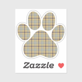Paw Shape Plaid Tan Dog Cat Aufkleber