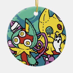 Paw-sitiv gruselig Monströse Halloween-Katzen Keramik Ornament