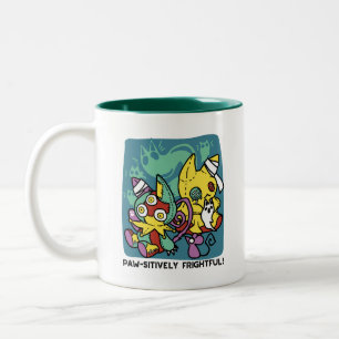 Paw-sitiv Gruselig Monströse Halloween-Katzen Zweifarbige Tasse