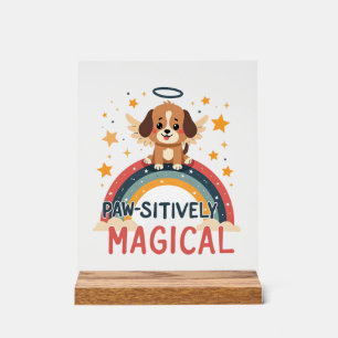 Paw-sitiv Magischer Welpe Vintage Regenbogen Engel Acrylschild