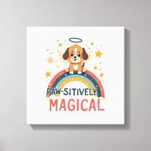 Paw-sitiv Magischer Welpe Vintage Regenbogen Engel Leinwanddruck