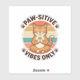 Paw-Sitive Vibes Only Meditierende Katze Retro-Des Aufkleber