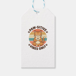 Paw-Sitive Vibes Only Meditierende Katze Retro-Des Geschenkanhänger