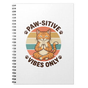 Paw-Sitive Vibes Only Meditierende Katze Retro-Des Notizblock