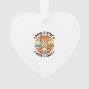 Paw-Sitive Vibes Only meditierende Katze Retro-Des Ornament