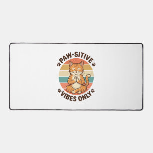 Paw-Sitive Vibes Only meditierende Katze Retro-Des Schreibtischunterlage