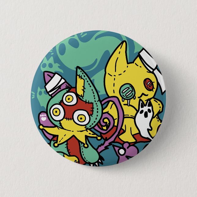 Paw-sitively Frightful | Monstrous Cats Halloween  Button (Vorderseite)