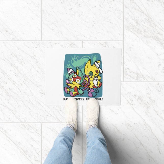 Paw-sitively Frightful | Monstrous Cats Halloween  Fußmatte (Indoor)