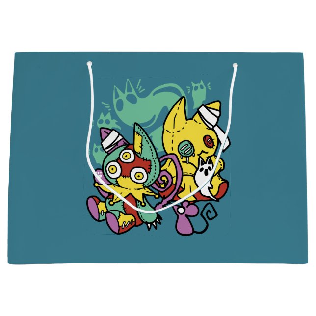 Paw-sitively Frightful | Monstrous Cats Halloween  Große Geschenktüte (Vorderseite)