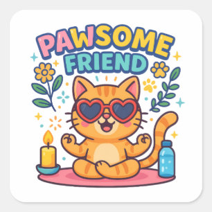 Paw-some Freund, weil jede Katze Liebe verdient Quadratischer Aufkleber