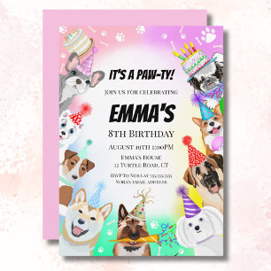 Paw-ty-Hunde mit Kuchengesellschaft  Einladung