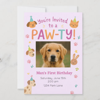 Paw-ty-Tier- Custom Pic Pet zum Geburtstag Einladu Einladung