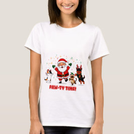 Paw-ty-Zeit: Santas festliche feiernde Fellfreunde T-Shirt