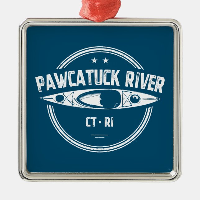Pawcatuck River Connecticut Rhode Island Kayaking Ornament Aus Metall (Vorne)