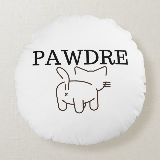 Pawdre Funny Cat Rundes Kissen (Vorderseite)