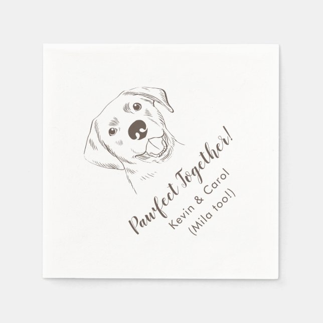 Pawfect Together Labrador Wedding Napkins Serviette (Vorderseite)
