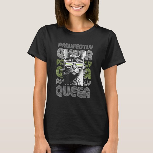 Pawfectly Queer  Cat With Sunglasses Agender Pride T-Shirt (Vorderseite)