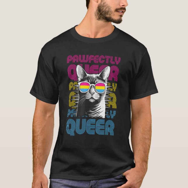 Pawfectly Queer  Cat With Sunglasses Pansexual Pri T-Shirt (Vorderseite)