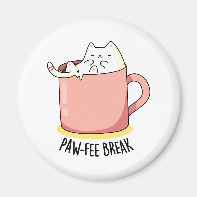 Pawfee Break Funny Kitty Cat in einer Tasse Coffee Magnet (Vorne)