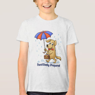 Pawfekt vorbereitet – Süßer Hund mit Regenschirm Tri-Blend Shirt