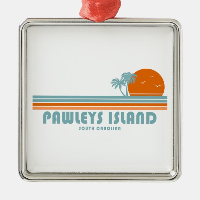 Pawleys Island South Carolina Sun Palm Trees Ornament Aus Metall (Vorne)
