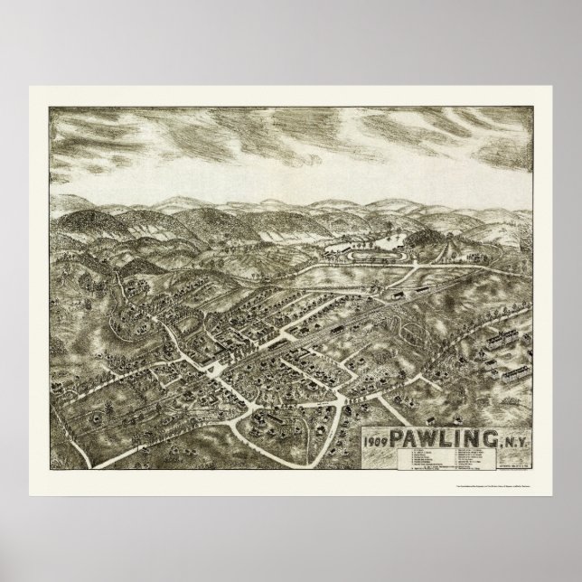 Pawling, NY Panoramic Map - 1909 Poster (Vorne)