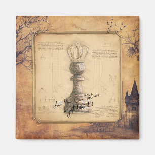 Pawn King / Queen Vintage Schachspende Magnet