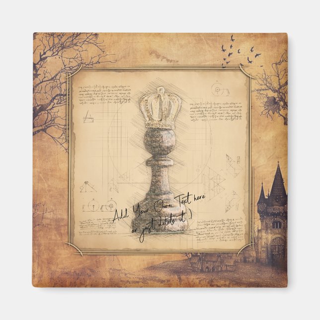 Pawn King / Queen Vintage Schachspende Magnet (Vorne)