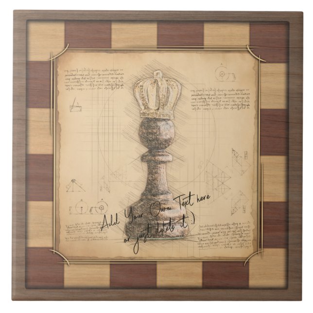 "Pawn King / Queen" Vintages Chessboard Player-Ges Fliese (Vorderseite)